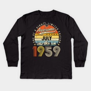 Awesome Since July 1959 Vintage 64th Birthday Kids Long Sleeve T-Shirt